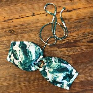 H&M l Green White Leaf Bikini Top Gold